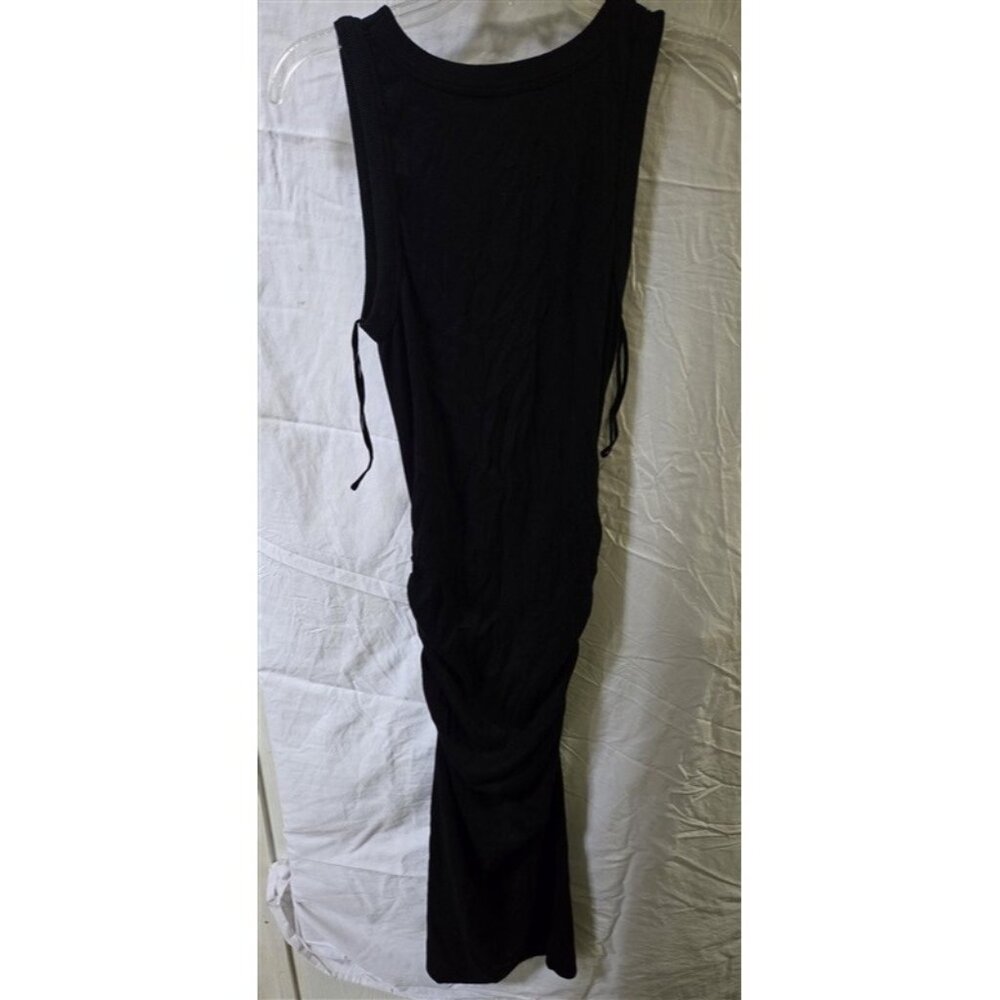 NWOT Michael Stars M Lori Ribbed V Neck Sleeveless Tank Dress Black 125588 - Picture 2 of 3